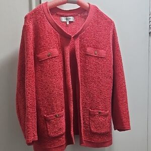 Red Knit Cardigan Sweater